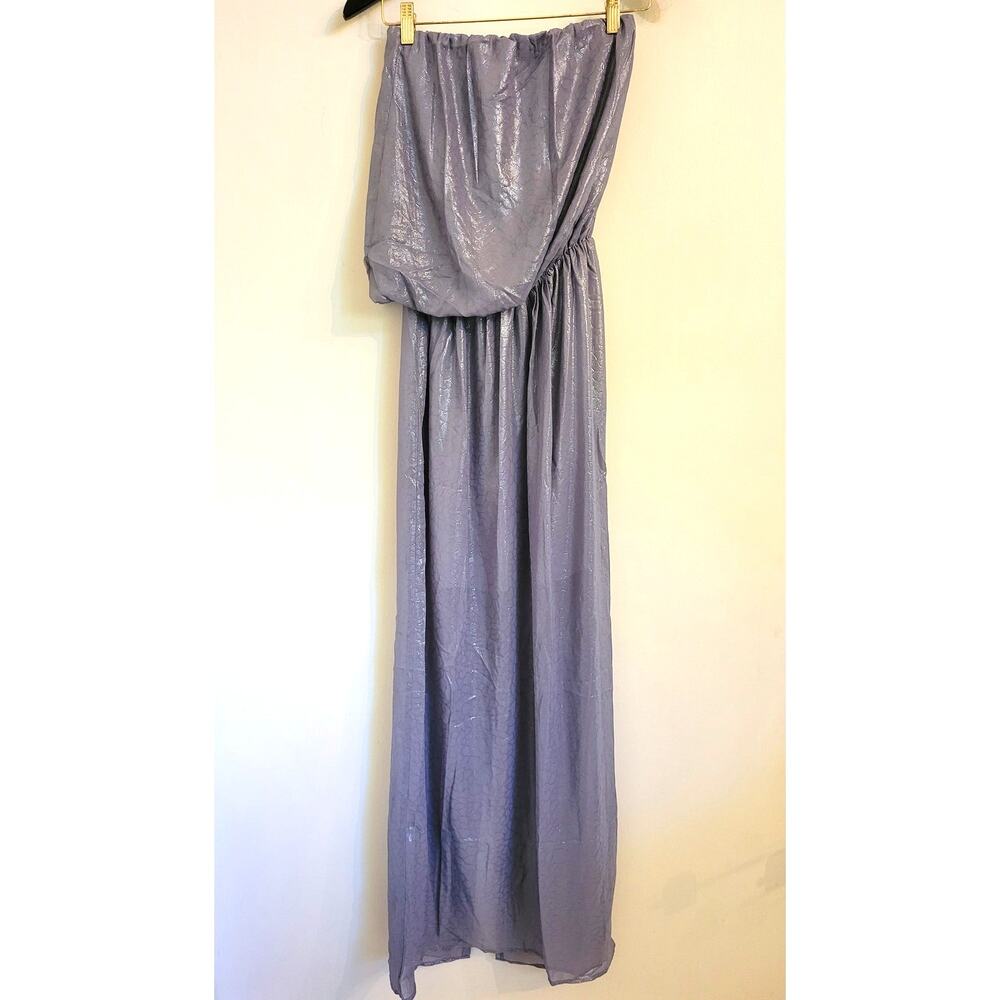 NWT Revolve Krisa Strapless Silver Asymmetrical Top Maxi Dress XS